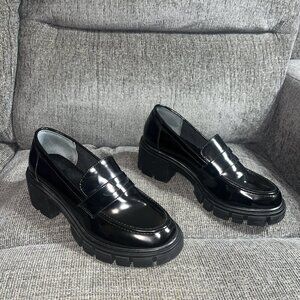 Sincerely Jules Womens Block Heels Slip On Loafers Shoes Black Size 7.5M